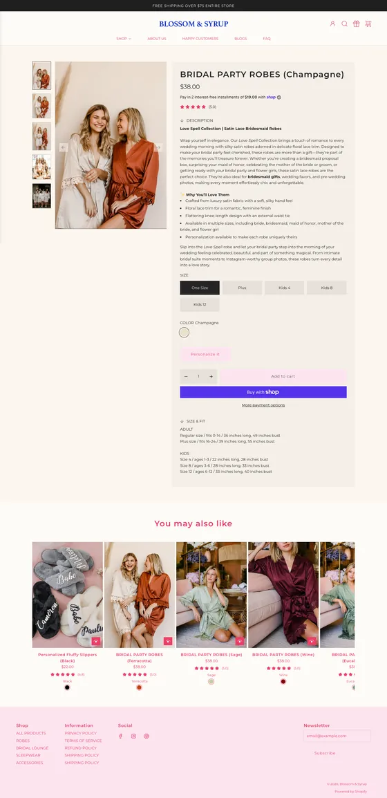 The old desktop product page, full length: gallery and description, the purchase buttons, a "You may also like" row and the footer.