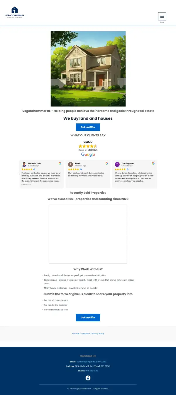The whole original IveGotAHammer homepage, scaled down to show its structure from top to bottom.