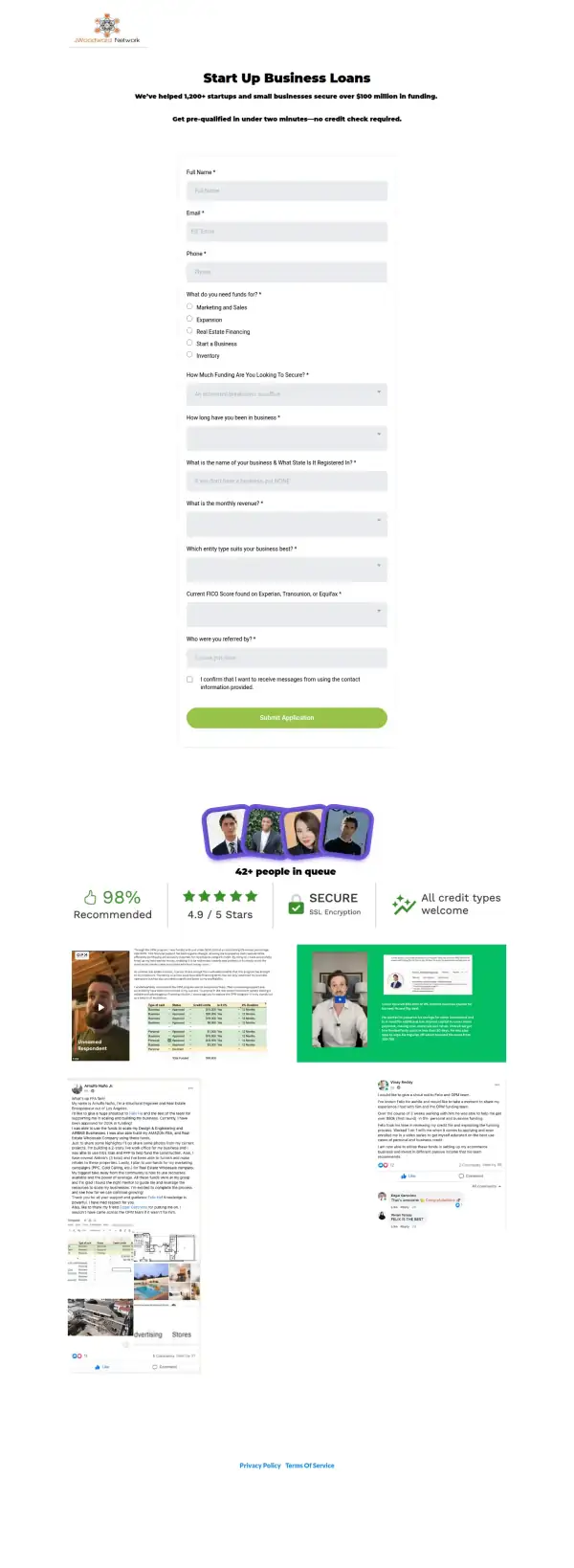 The whole original JWoodward Network homepage, scaled down to show its structure from top to bottom.